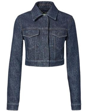 Fendi Ff Cropped Denim Jacket - Blue