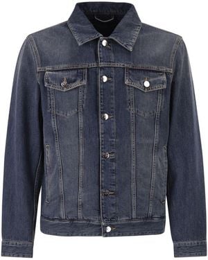Peserico Cotton Denim Jacket With Vintage Wash And Tailored Details - Blue