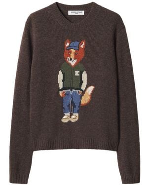 Maison Kitsuné Maison Kitsuné Dressed Fox Wool Jumper - Brown