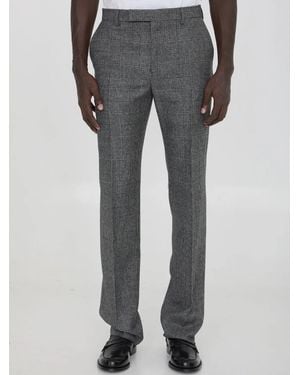 Celine Prince-Of-Wales Checked Pants - Gray