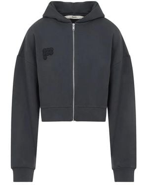 PANGAIA Cropped Zip Up Cotton Hoodie - Black