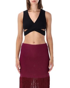 Alaïa Alaia Ribbed Wrap Top - Purple