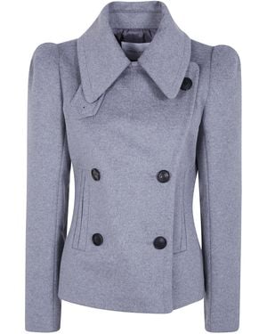 7 For All Mankind Double Breasted High Shoulder Jacket - Blue