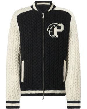 Philipp Plein Plein Star Knitted Bomber Jacket - Black