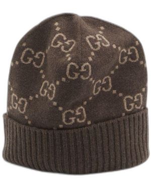 Gucci Gg Cashmere Hat - Brown