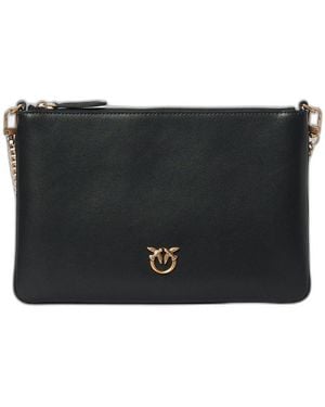 Pinko Flat Classic Leather Pouch - Black