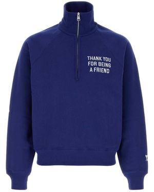 Ami Paris Zippedsweatshirtwithembroiderythankyouforbeingafri - Blue