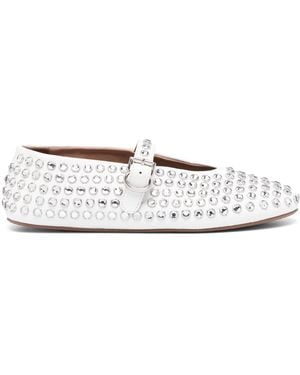 Alaïa Alaia Crystal-Embellished Buckle-Strap Ballet Flats - White