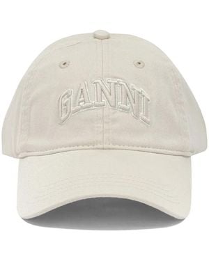 Ganni Baseball Cap With Logo - White