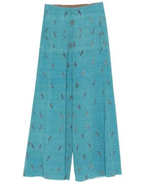 Pierre Louis Mascia Printed Silk Trousers - Blue