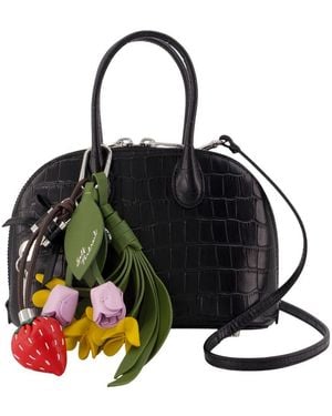 Self-Portrait Toast Crocodile-Effect Leather Handbag - Black