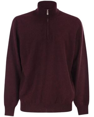 Brunello Cucinelli Cashmere Turtleneck Jumper With Zipper - Purple
