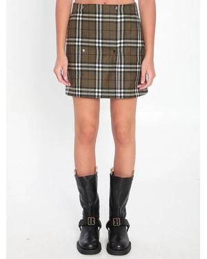 Burberry Giu Casual Short Plaid Skirt - Black
