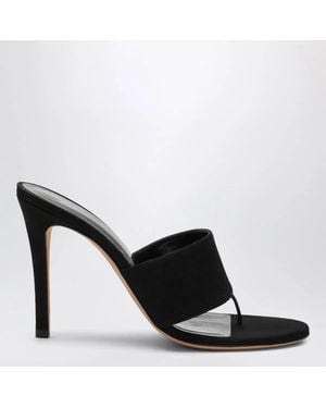 Jude Nubuck Leather Thong Sandals - Black