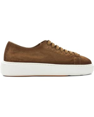 Santoni Calf Leather Trainers Slip-On - Brown