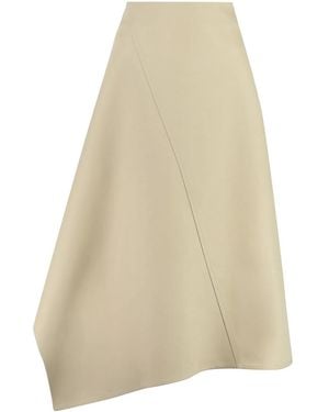 Bottega Veneta Asymmetric Midi Skirt For - Natural
