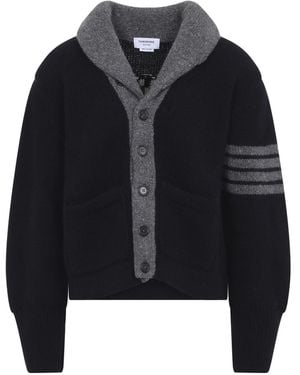 Thom Browne Browne 65 Hooded Jersey Cardigan - Black