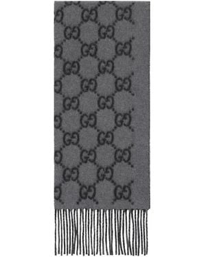 Gucci Cashmere Scarf Gg - Gray