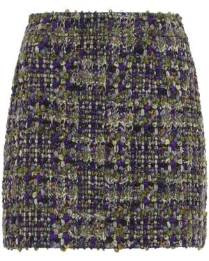 Saint Laurent Kaki Verttweed Mini Skirt - Grey