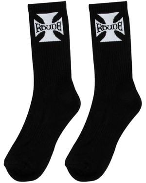 Rhude Logo Ribbed Socks - Black