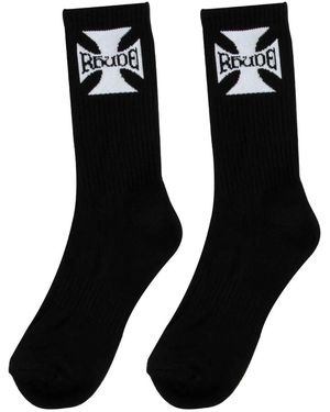Rhude Logo Ribbed Socks - Black