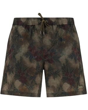 Herno Tropical Pattern Ripstop Nylon Swim Shorts - Gray
