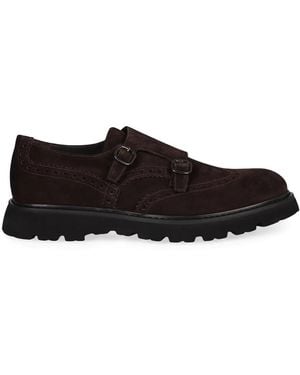 Doucal's Suede Monk-Strap Shoes - Black