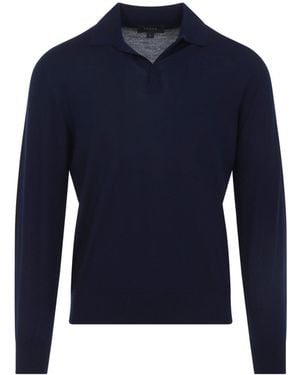 Sease Ultra Fine Virgin Wool Polo - Blue