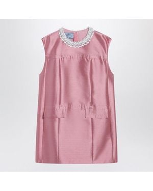 Prada Short Wool And Silk Dress - Pink