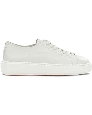 Santoni Calf Leather Rubber Sneakers - White