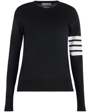Thom Browne Wool 4-Bar Relaxed Pullover - Black