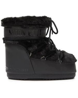 Moon Boot Icon Low Faux Fur Boots - Black
