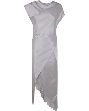 JW Anderson Asymmetric Lace Trim Layered Dress - Grey