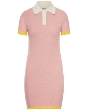Fendi Ff Cotton And Silk Dress - Pink
