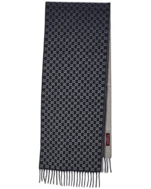 Gucci Wool And Cashmere Gg Scarf - Blue