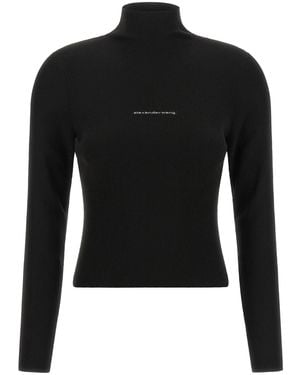 Alexander Wang Ribbed Jumper With Logo - Black