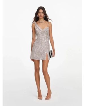 Self-Portrait Elegant Cowl Neck Mini Dress With Low Back - White