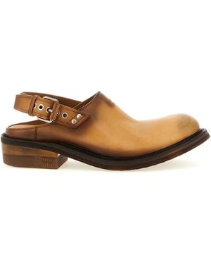 Miu Miu 'Foule' Sabots - Brown