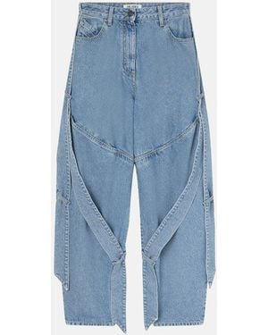 The Attico Wide Jeans With Ribbons Cotton - Blue