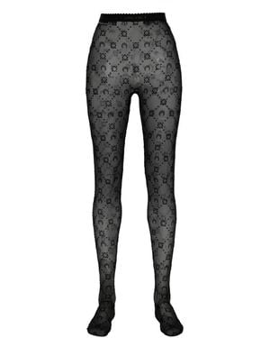 Marine Serre Monogram Mesh Flock Tights - Grey