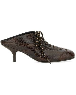 Dries Van Noten Leather Slipon Mules - Brown