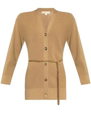 MICHAEL Michael Kors Empire Chain Belt Cardigan - Natural