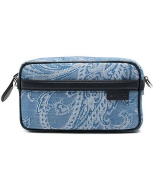 Etro Crossbody Camera Case Xs Denim Jacq - Blue