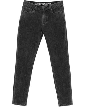 Emporio Armani Cotton Polyester Elastan Trousers - Black