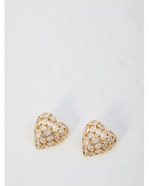 Self-Portrait Self Portrait Embellished Heart Earrings - Natural