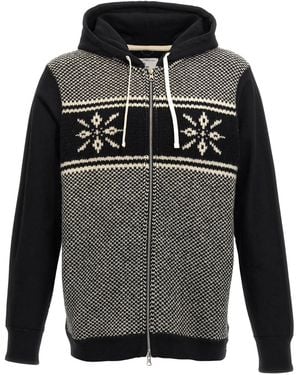 Junya Watanabe Jacquard Insert Hoodie - Gray