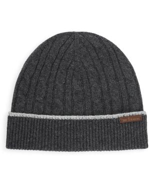 Kiton Cable-Knit Beanie - Black
