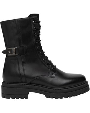 Nero Giardini Leather Combat Boots - Black