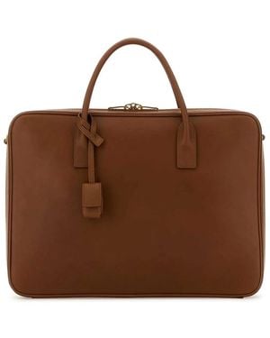Saint Laurent Caramel Leather Briefcase - Brown