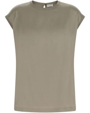 Brunello Cucinelli Satin Blouse - Grey